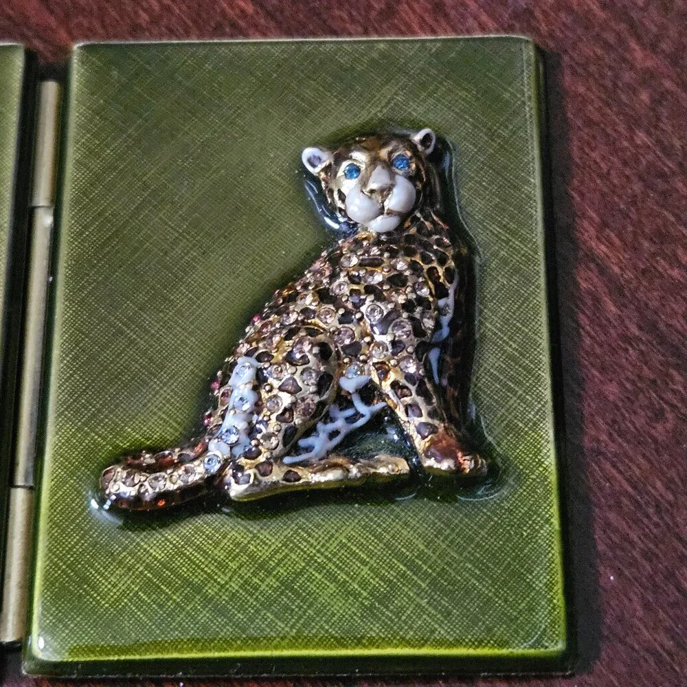 RARE JAY STRONGWATER LEOPARD JUNGLE SAFARI TRAVEL FOLDING CRYSTAL ENAMEL FRAME